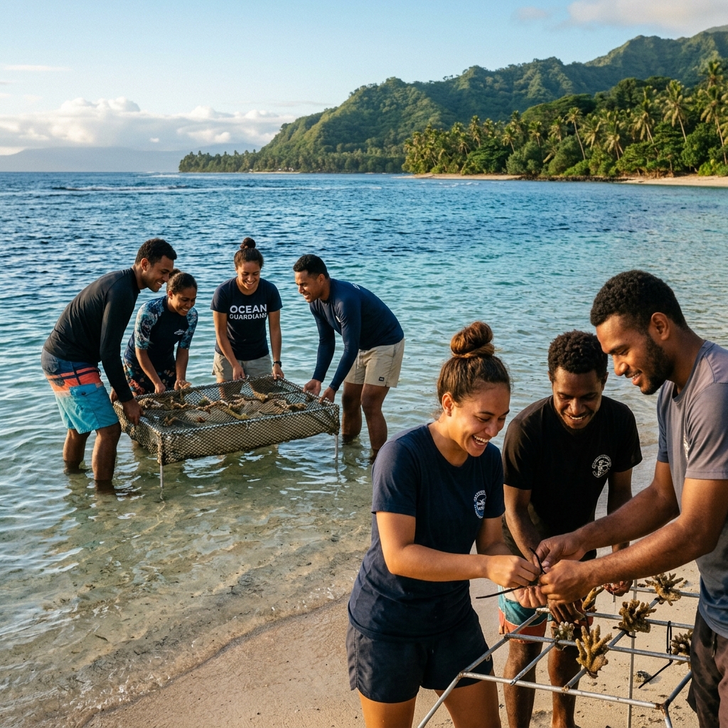 Jeunes du Pacifique engagés dans un projet environnemental